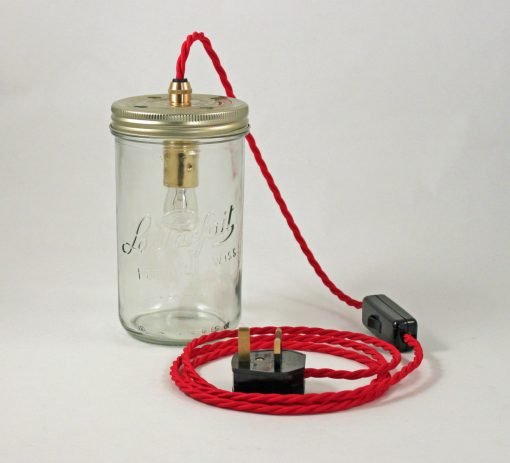 Table Jar Light With 25w Lamp and Braided Flex | Lampspares.co.uk
