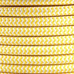 Yellow Herringbone Round Fabric Cable 3 Core 4200440 | Lampspares.co.uk