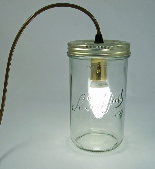 Table Jam Jar Light With 25w Lamp and Gold Flex [PLU33188]