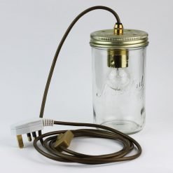 Table Jam Jar Light With 25w Lamp and Gold Flex [PLU33188]