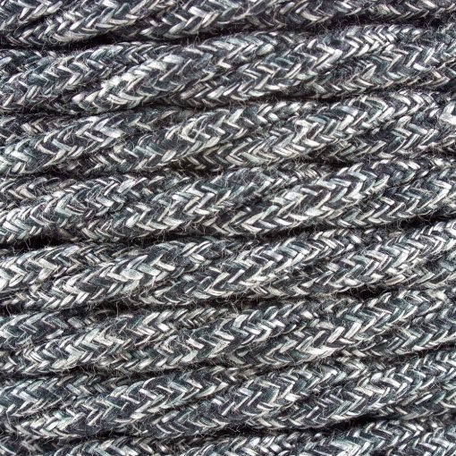 Anthracite Natural Linen Twisted Fabric Cable 3 Core 4200453 | Lampspares.co.uk