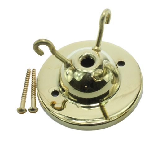 Brass 3 hook ceiling plate with 10mm hole [3127870]